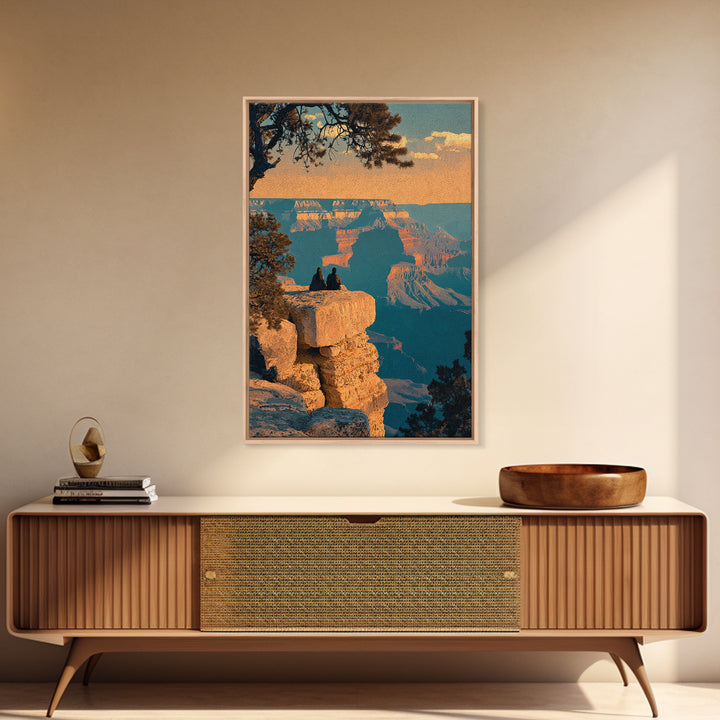 Grand Canyon Sunset Framed Canvas Print, Travel Poster(2), Wall Decor, Living Room Decor, Fine Art, Voyage, Wall Art, TPO-2x3-19