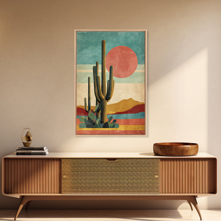 Mexico Cactus and Sun Travel Poster Canvas Print, Travel Poster(2), Home Decor, Living Room Decor, Voyage, Coastal Wall Art, TPO-2x3-29