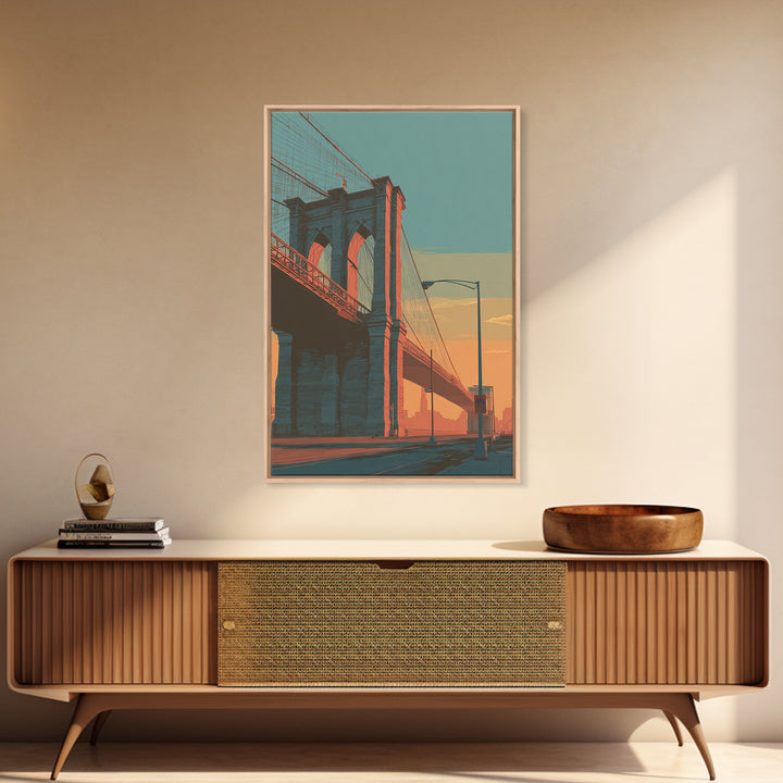 New York Bridge at Sunrise Canvas Print, Travel Poster(2), Printable Wall Art, Living Room Decor, Voyage, Downloadable Prints, TPO-2x3-86