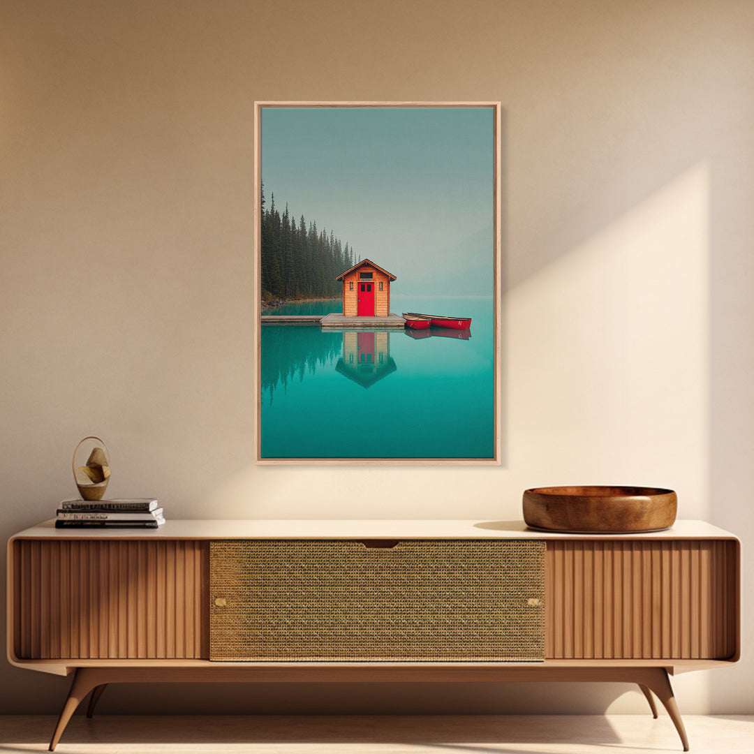 Banff Lake with Turquoise Water Canvas Print, Travel Poster(2), Set of 3 Wall Art, Living Room Decor, Fine Art, Voyage, TPO-2x3-99