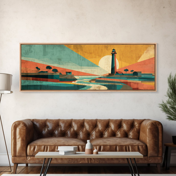 Cape Cod Lighthouse Summer Poster Framed Canvas Print, Travel Poster(2), Home Decor, Living Room Decor, Fine Art, Voyage, TPO-3x1-10