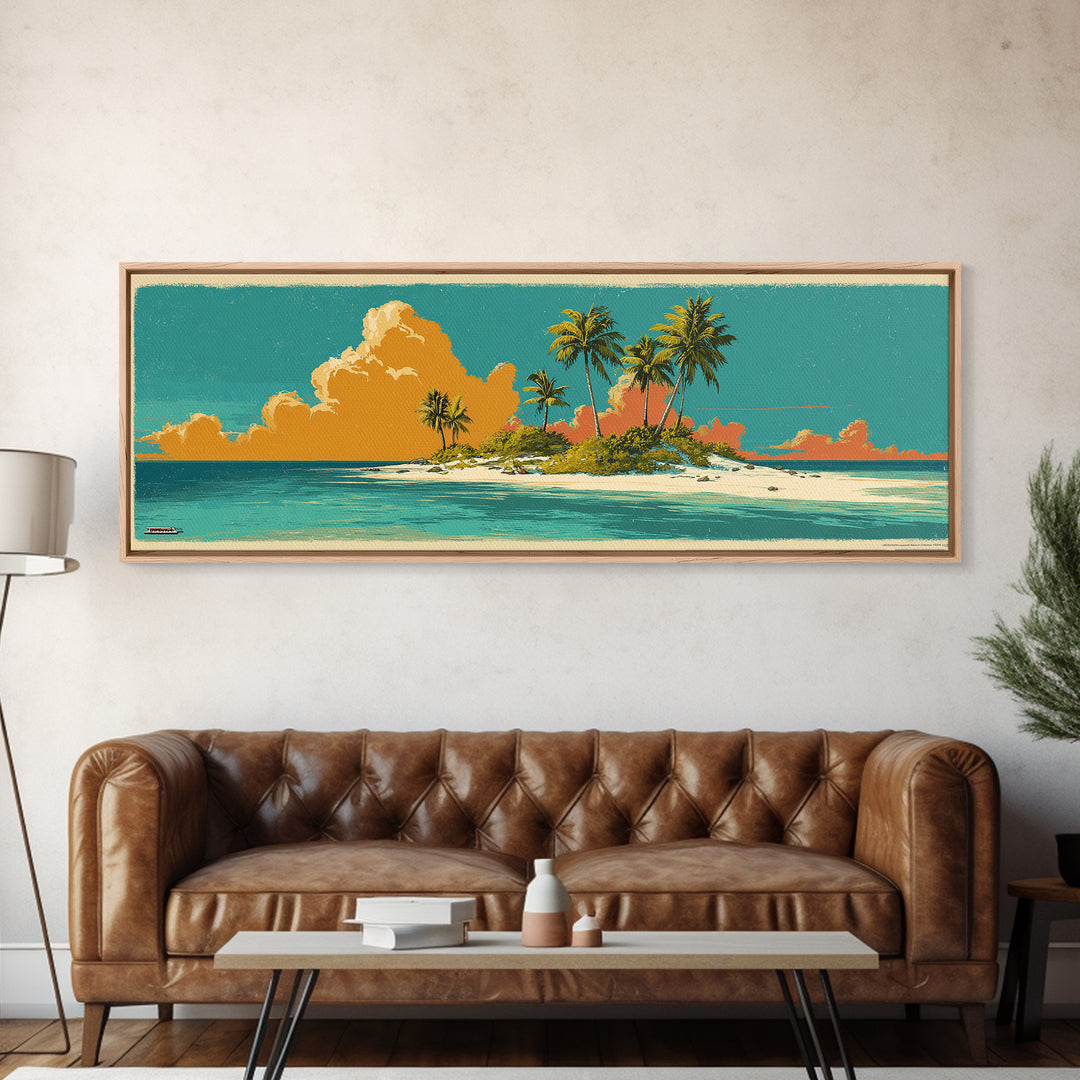 Tropical Island Lagoon Poster Canvas Print, Travel Poster(2), Poster Art, Living Room Decor, Fine Art, Voyage, Wall Decor, TPO-3x1-16