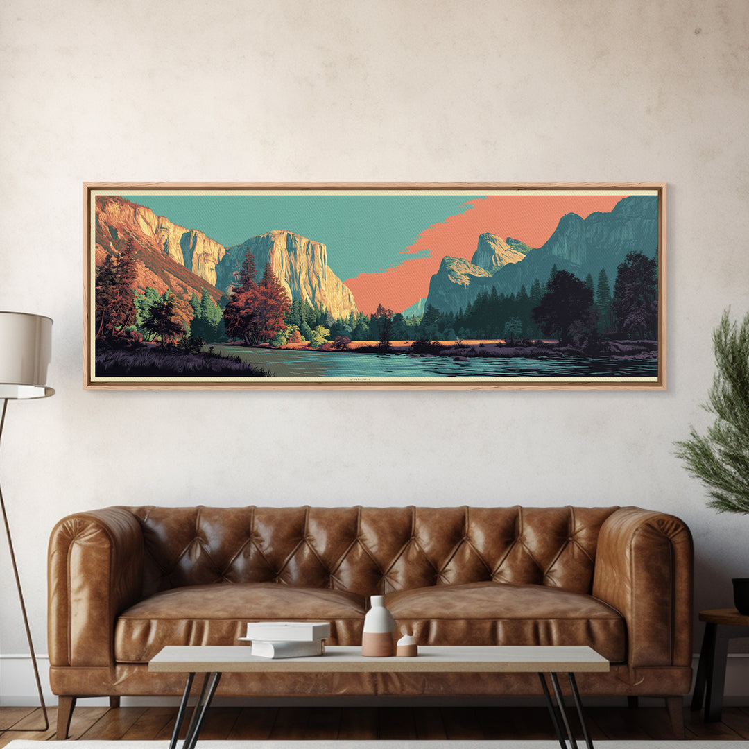 Yosemite Valley Graphic Canvas Print, Travel Poster(2), Fine Art Print, Living Room Decor, Fine Art, Voyage, Posters, TPO-3x1-19