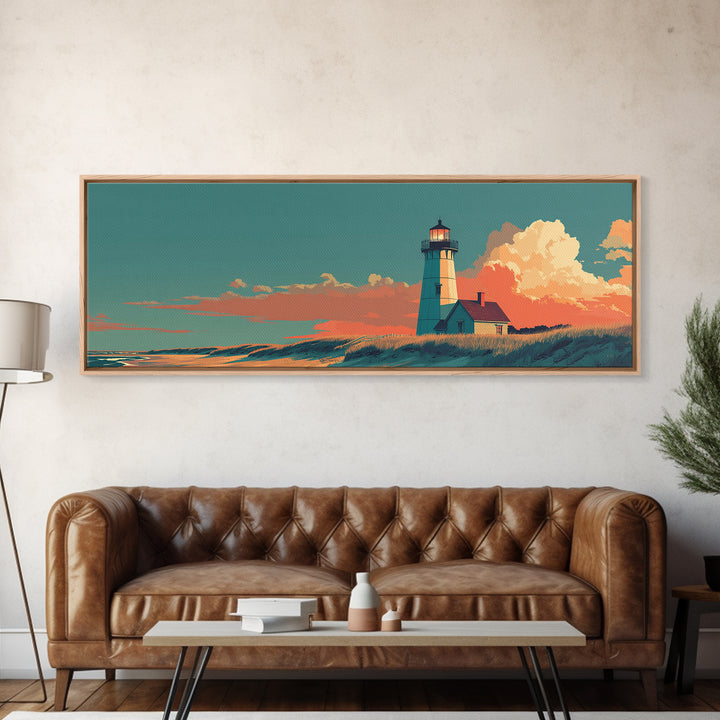 Cape Cod Lighthouse Summer Poster Canvas Print, Travel Poster(2), Digital Wall Art, Living Room Decor, Fine Art, Voyage, TPO-3x1-34