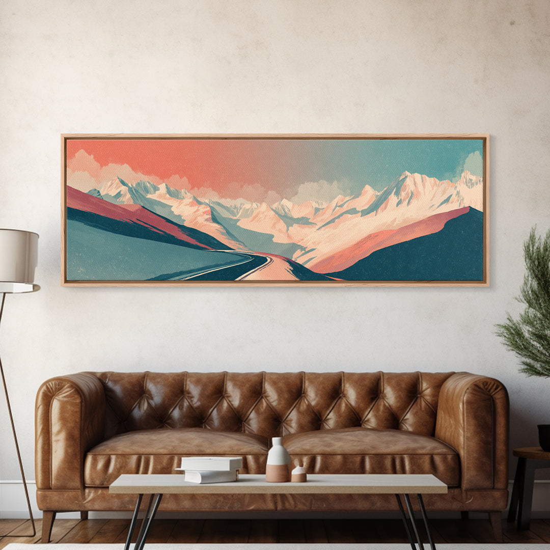 Swiss Alps Ski Poster Framed Canvas Print, Travel Poster(2), Wall Art, Living Room Decor, Voyage 272, Set of Wall Art, TPO-3x1-72