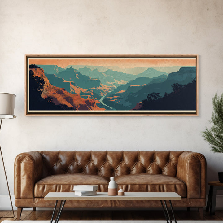 Grand Canyon Sunset Canvas Print, Travel Poster(2), Digital Print, Living Room Decor, Fine Art, Voyage, Mid Century Wall Art, TPO-3x1-75