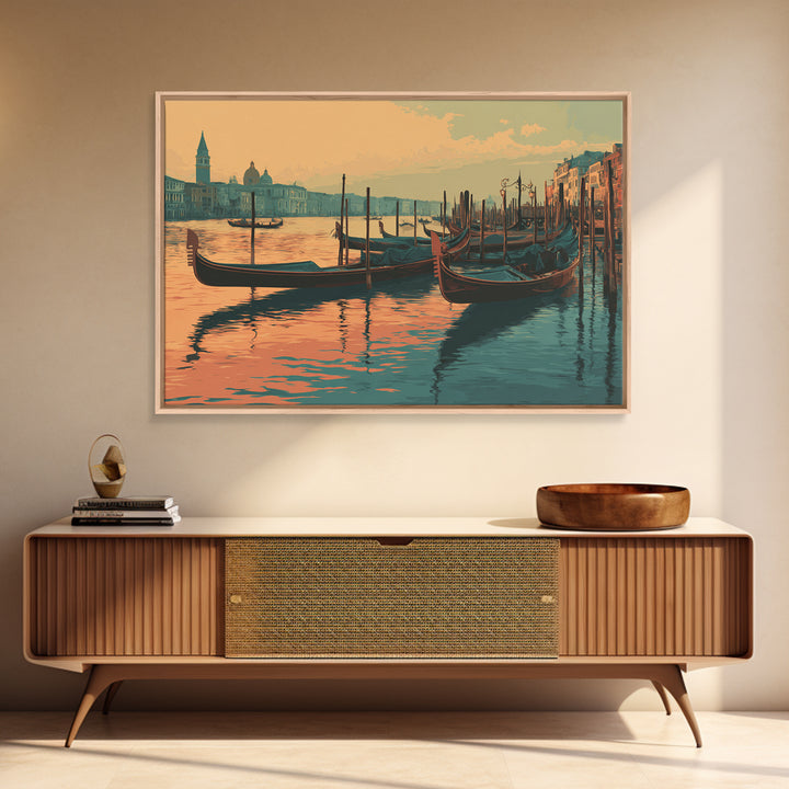 Venice Gondola Silhouette Canvas Print, Travel Poster(2), Living Room Wall Art, Living Room Decor, Voyage, City Wall Art, TPO-3x2-16
