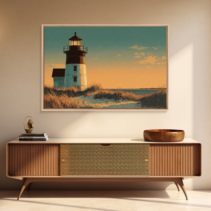 Cape Cod Lighthouse Summer Poster Canvas Print, Travel Poster(2), Wall Hanging, Living Room Decor, Voyage, Landscape Art, TPO-3x2-22