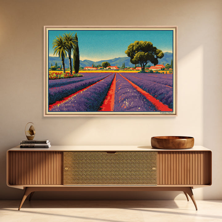 Provence Lavender Field Poster Framed Canvas Print, Travel Poster(2), Poster Art, Living Room Decor, Fine Art, Voyage, TPO-3x2-27