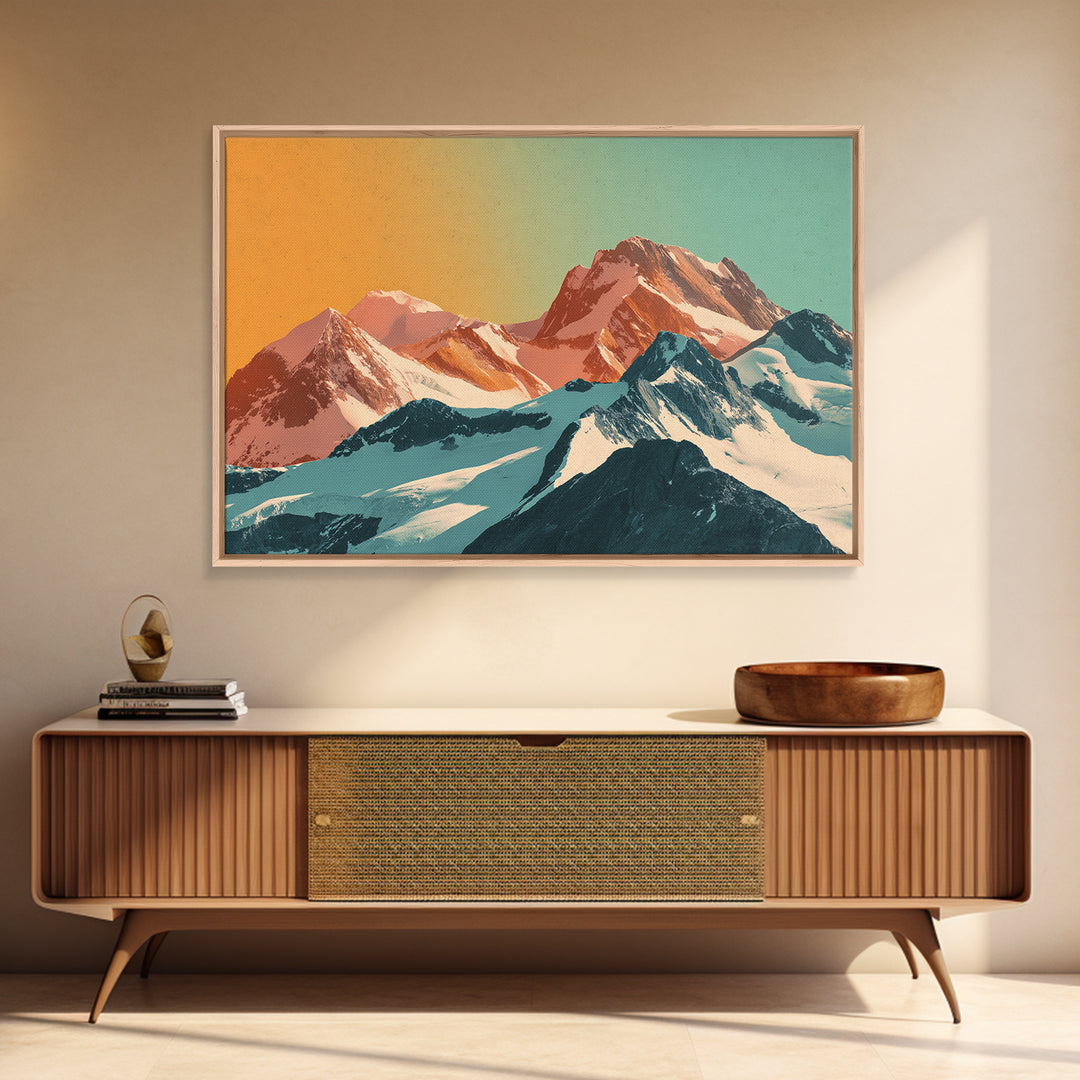 Swiss Alps Ski Poster Framed Canvas Print, Travel Poster(2), Downloadable Prints, Living Room Decor, Fine Art, Voyage, TPO-3x2-36