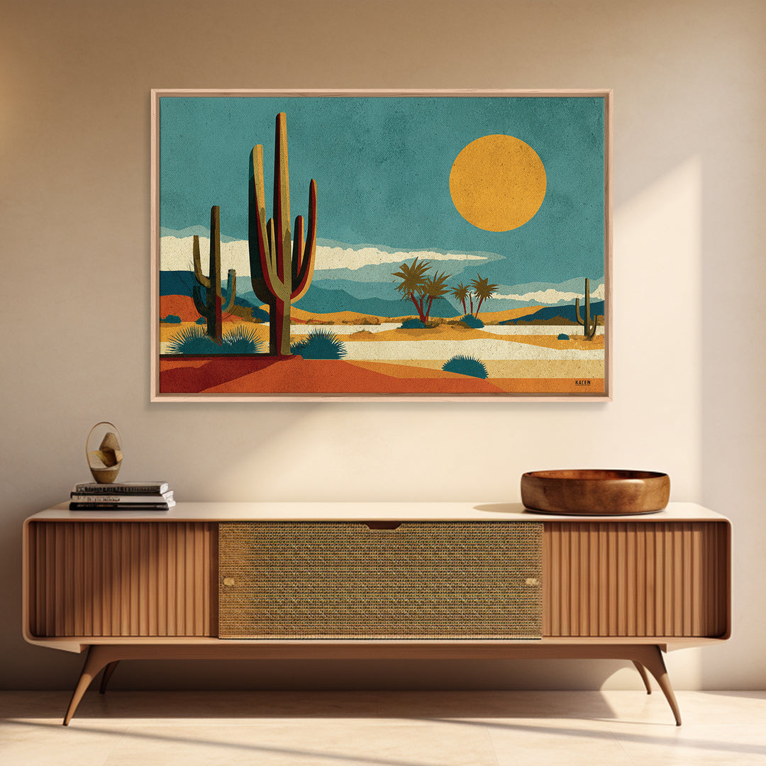 Mexico Cactus and Sun Travel Poster Canvas Print, Travel Poster(2), Map Print, Living Room Decor, Fine Art, Voyage, Boho Decor, TPO-3x2-49