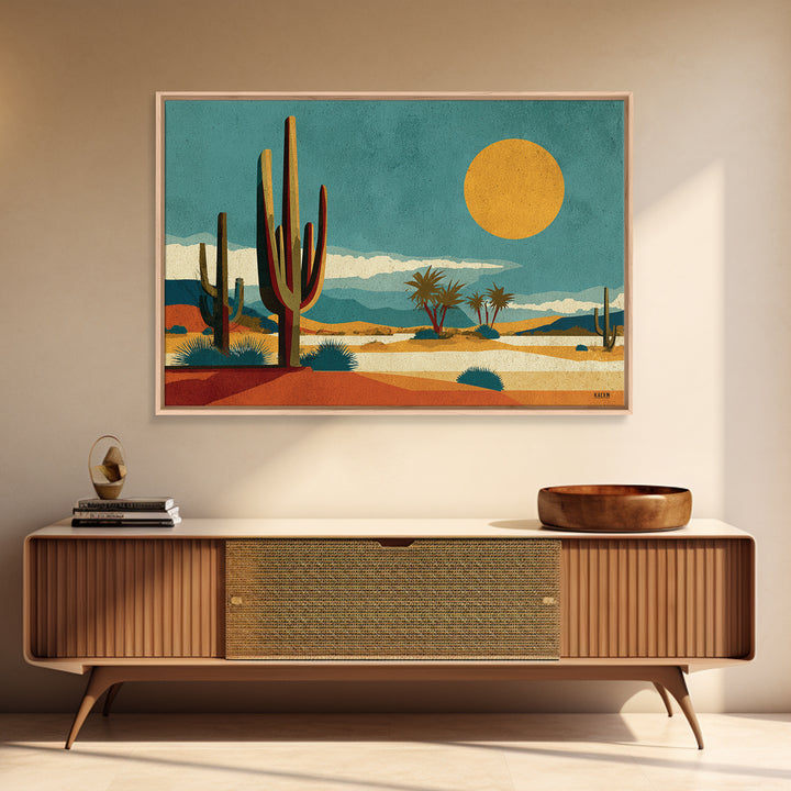 Mexico Cactus and Sun Travel Poster Canvas Print, Travel Poster(2), Map Print, Living Room Decor, Fine Art, Voyage, Boho Decor, TPO-3x2-49