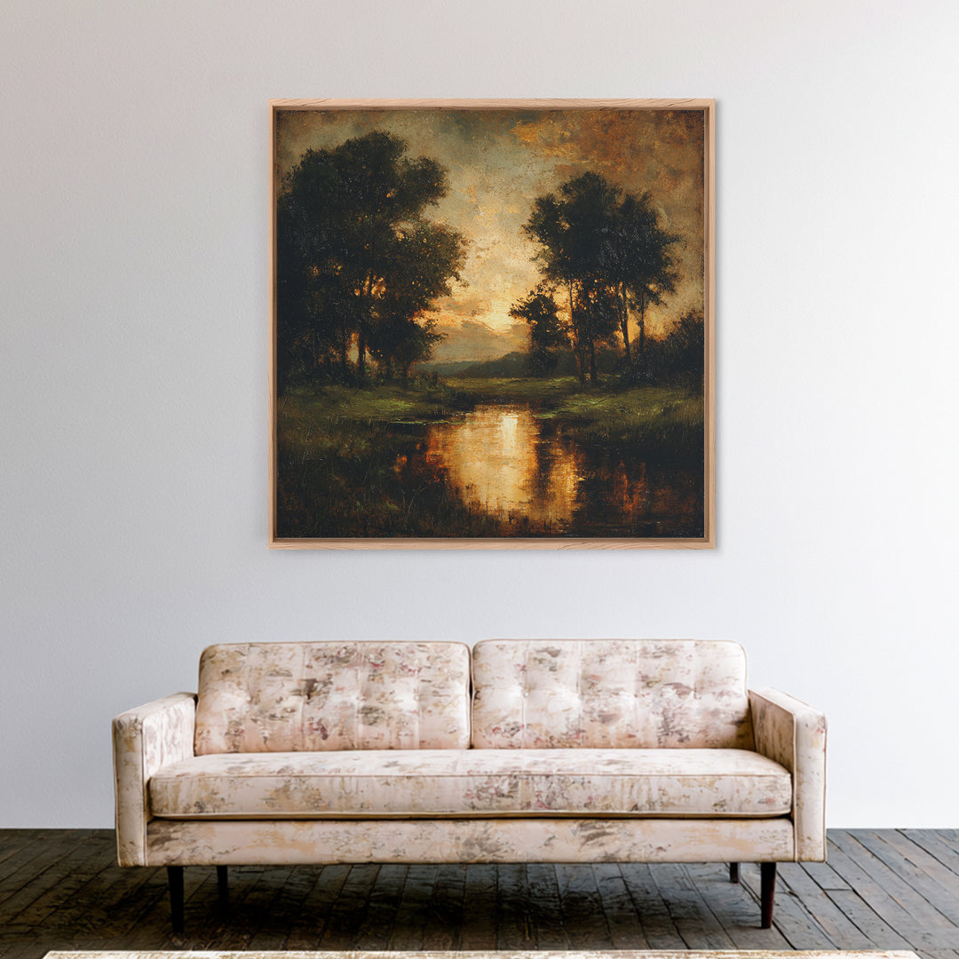 Classic Oil Painted Landscape Framed Canvas Print, Traditional Art, Modern Decor, Living Room Decor, Fine Art, Classic, TRA-1x1-1