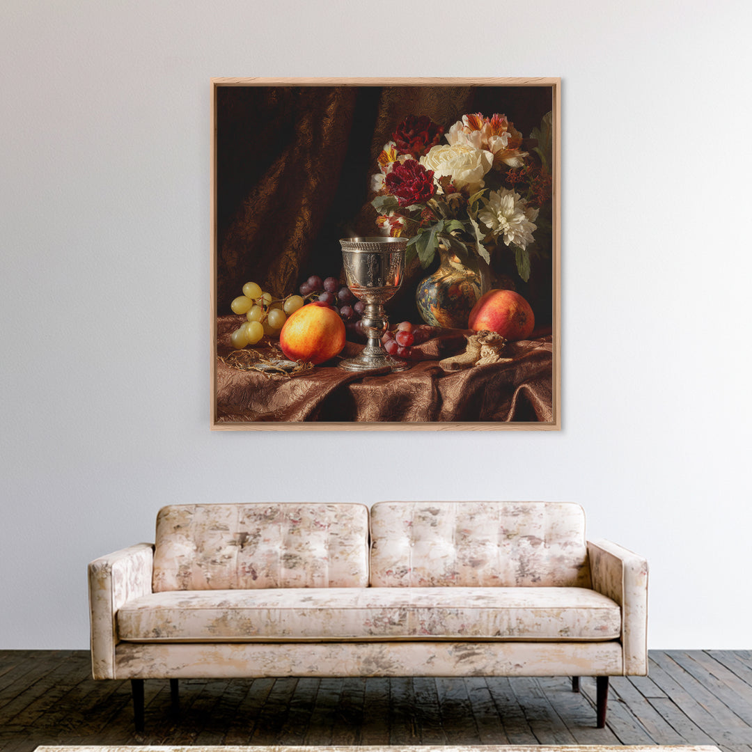 Dutch Fruit and Silver Goblet Still Life Canvas Print, Traditional Art, Pokemon Poster, Living Room Decor, Classic, Art Print, TRA-1x1-100