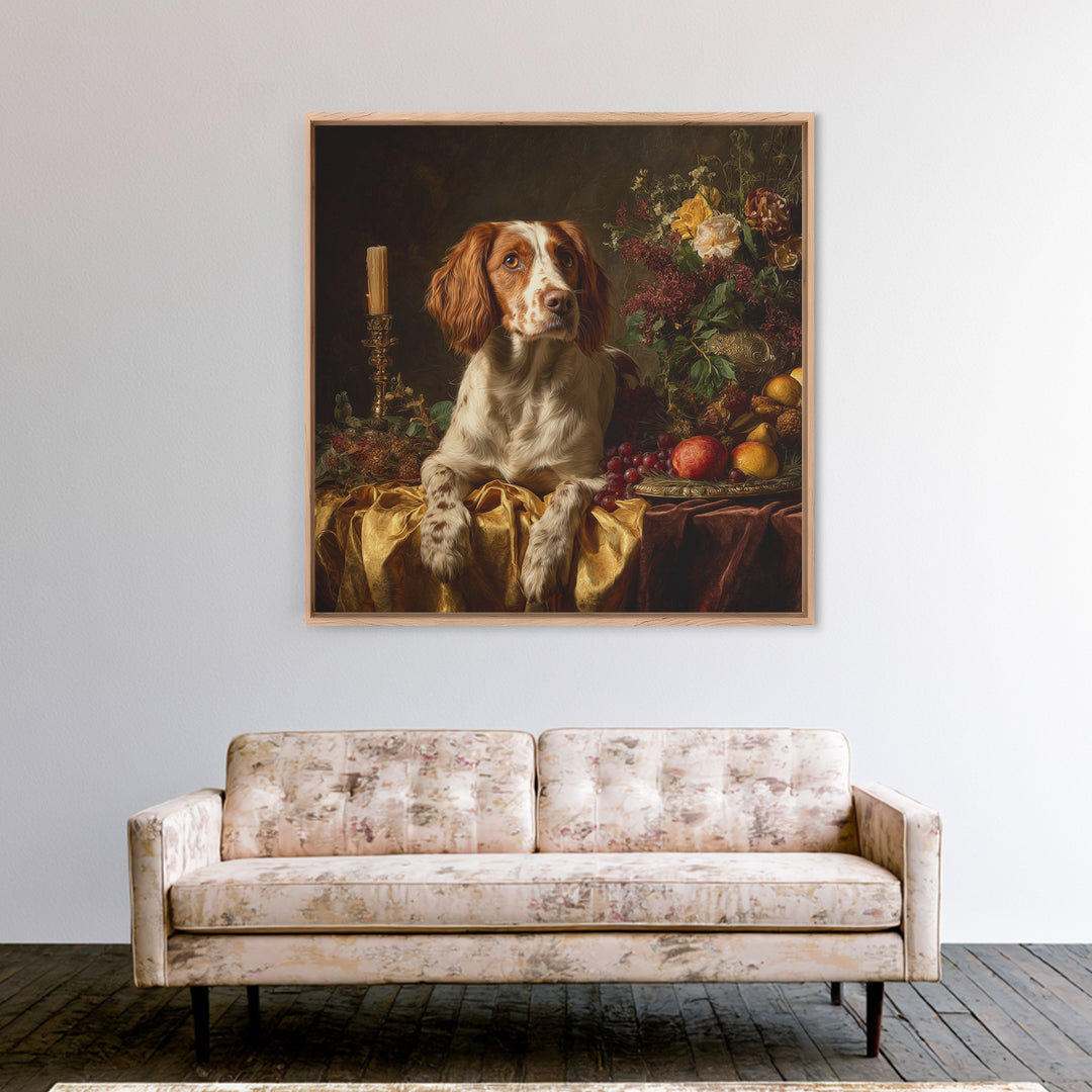 Hunting Dog Portrait Framed Canvas Print, Traditional Art, Art, Living Room Decor, Classic, Printable Art, Art Commissions, TRA-1x1-12