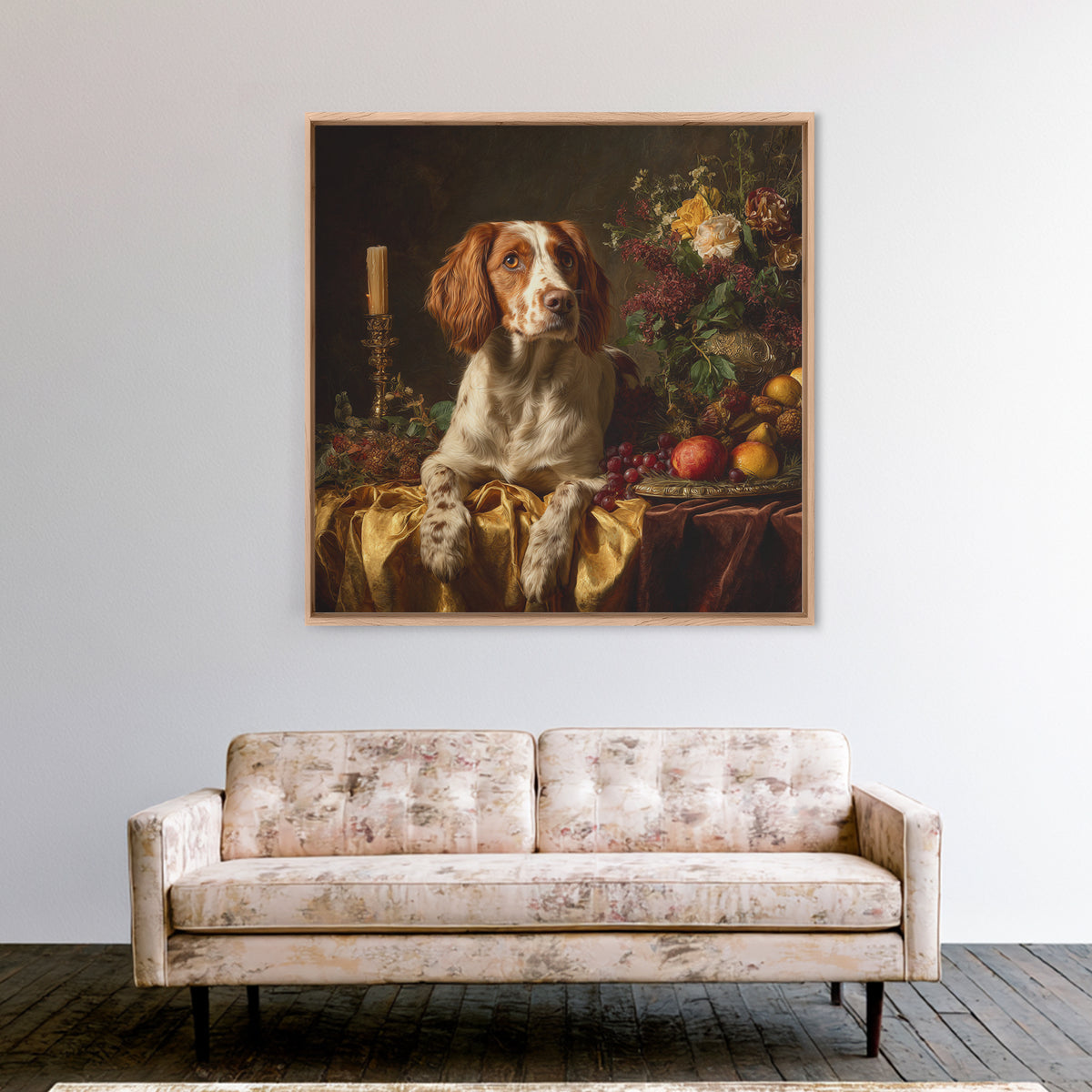 Hunting Dog Portrait Framed Canvas Print, Traditional Art, Art, Living Room Decor, Classic, Printable Art, Art Commissions, TRA-1x1-12