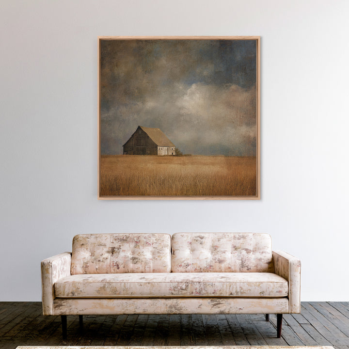 Barn and Farmland Canvas Print, Traditional Art, Boho, Living Room Decor, Fine Art, Classic, Indian Wall Art, Japanese Decor, TRA-1x1-23