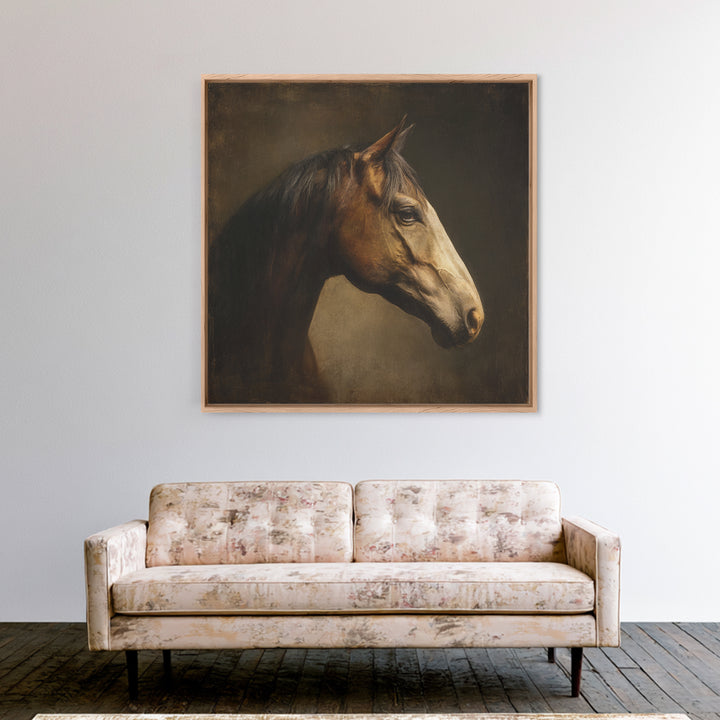 Realistic Horse Portrait Framed Canvas Print, Traditional Art, Art Commissions, Living Room Decor, Fine Art, Classic, TRA-1x1-27
