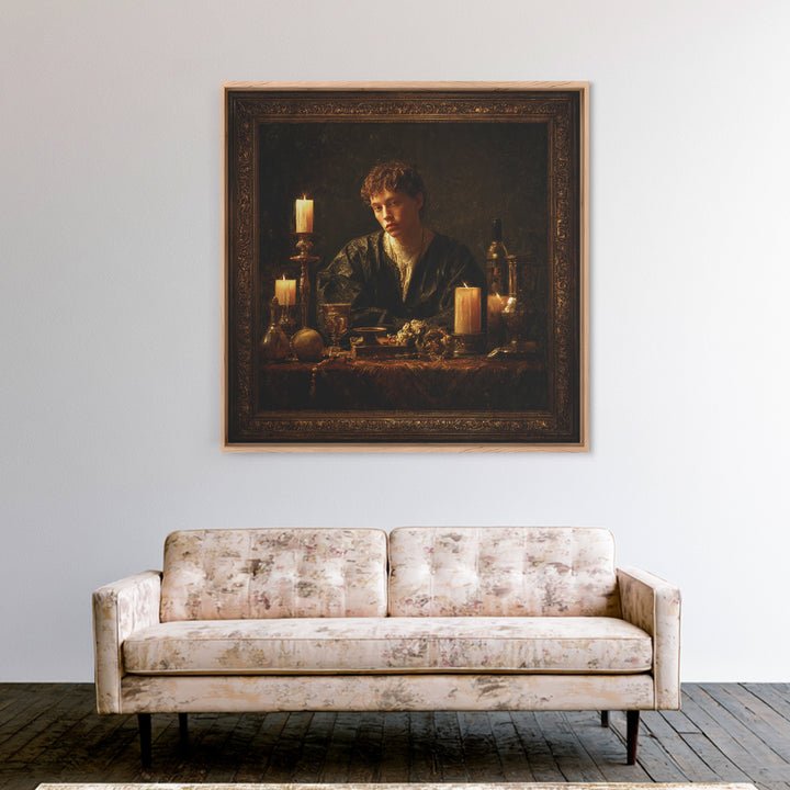 Classical Portrait with Dignified Lighting Framed Canvas Print, Traditional Art, Gallery Decor, Living Room Decor, Classic, TRA-1x1-32