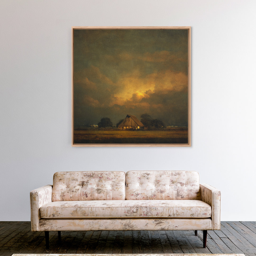 Barn and Farmland Framed Canvas Print, Traditional Art, Living Room Decor, Fine Art, Classic, Dark Art, Pokemon Poster, TRA-1x1-47