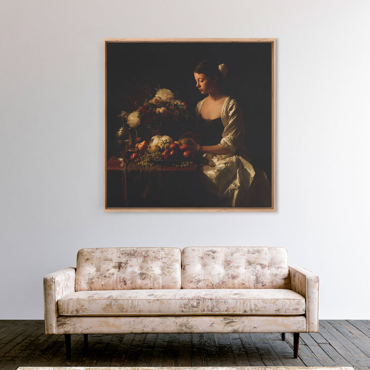 Classical Portrait with Dignified Lighting Framed Canvas Print, Traditional Art, Boho, Living Room Decor, Fine Art, Classic, TRA-1x1-56