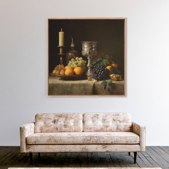 Dutch Fruit and Silver Goblet Still Life Canvas Print, Traditional Art, Japanese Decor, Living Room Decor, Fine Art, Classic, TRA-1x1-76