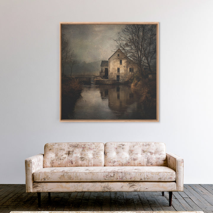 Watermill Beside a Quiet Stream Canvas Print, Traditional Art, Contemporary Art, Living Room Decor, Fine Art, Classic, TRA-1x1-89