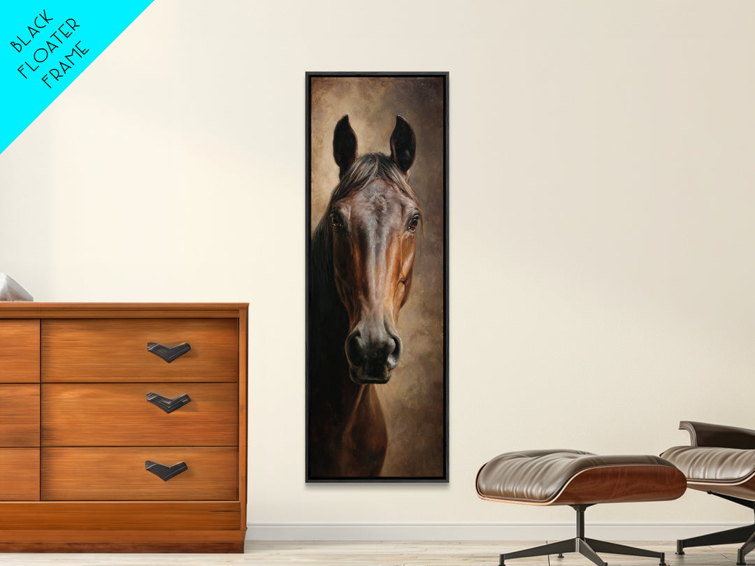 Realistic Horse Portrait Framed Canvas Print, Traditional Art, Wall Hanging, Living Room Decor, Classic, Japanese Decor, TRA-1x3-15