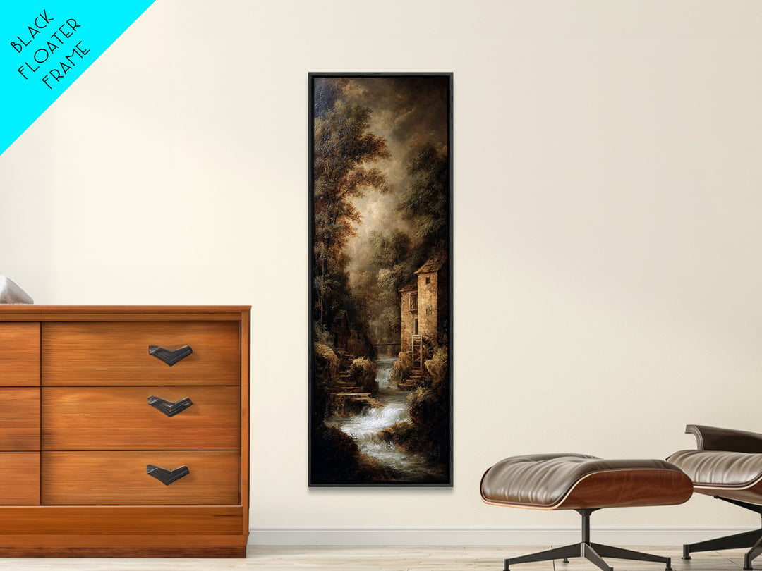 Watermill Beside a Quiet Stream Canvas Print, Traditional Art, Fine Art Print, Living Room Decor, Fine Art, Classic, Wall Decor, TRA-1x3-5