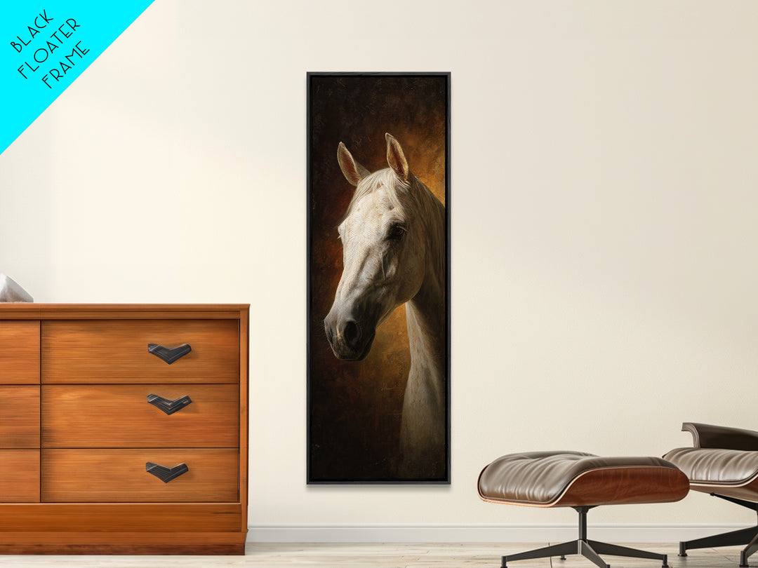 Realistic Horse Portrait Canvas Print, Traditional Art, Dark Art, Living Room Decor, Oil Painting, Classic, Minimalist Decor, TRA-1x3-63