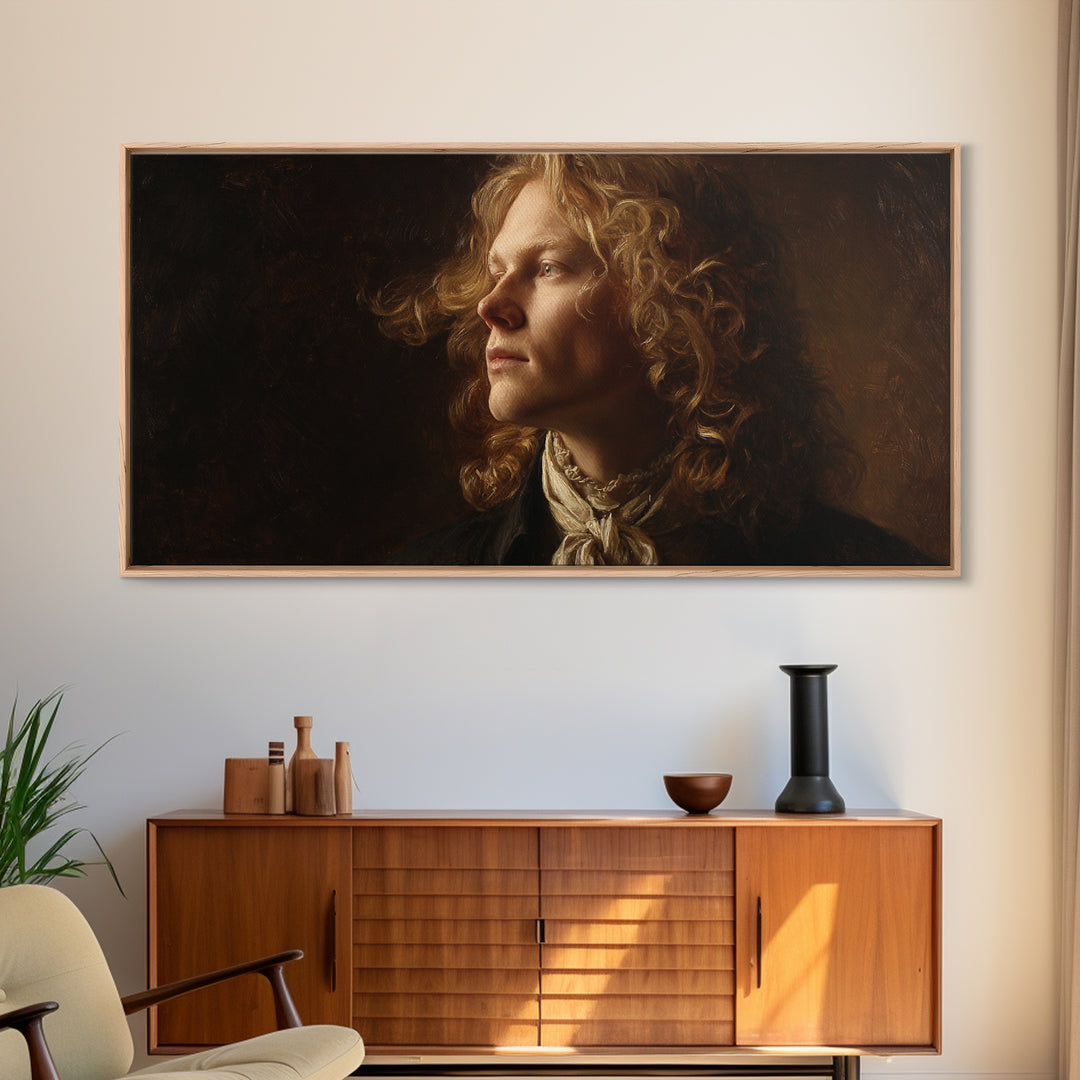 Classical Portrait with Dignified Lighting Framed Canvas Print, Traditional Art, Contemporary Art, Living Room Decor, Classic, TRA-2x1-28