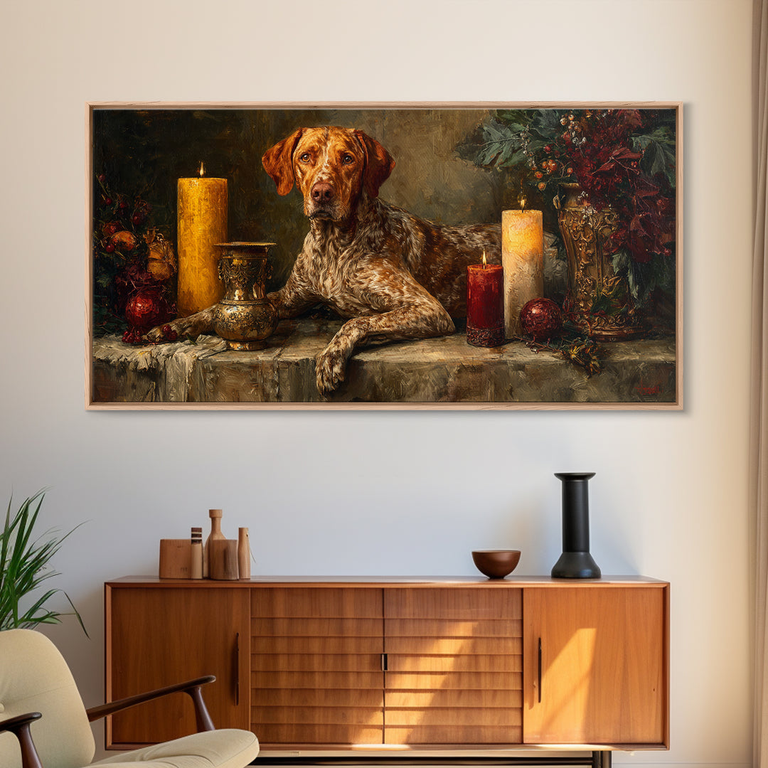 Hunting Dog Portrait Canvas Print, Traditional Art, Wall Art, Living Room Decor, Oil Painting, Classic, Artwork, Original Art, TRA-2x1-32