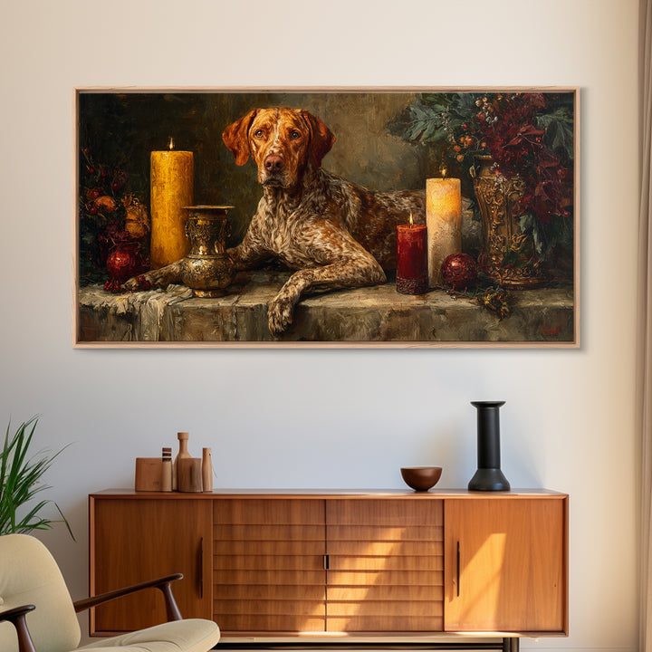 Hunting Dog Portrait Canvas Print, Traditional Art, Wall Art, Living Room Decor, Oil Painting, Classic, Artwork, Original Art, TRA-2x1-32