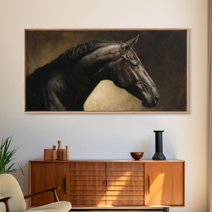 Realistic Horse Portrait Canvas Print, Traditional Art, Digital Print, Living Room Decor, Oil Painting, Classic, Indian Art, TRA-2x1-47