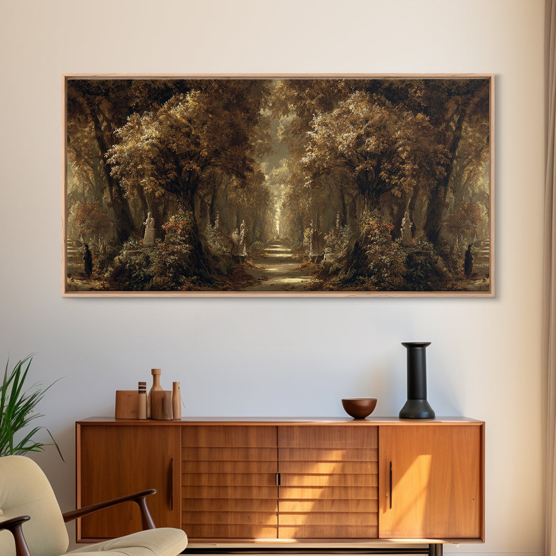 Autumn Forest Road Framed Canvas Print, Traditional Art, Art Print, Living Room Decor, Fine Art, Classic, Custom Art, TRA-2x1-60