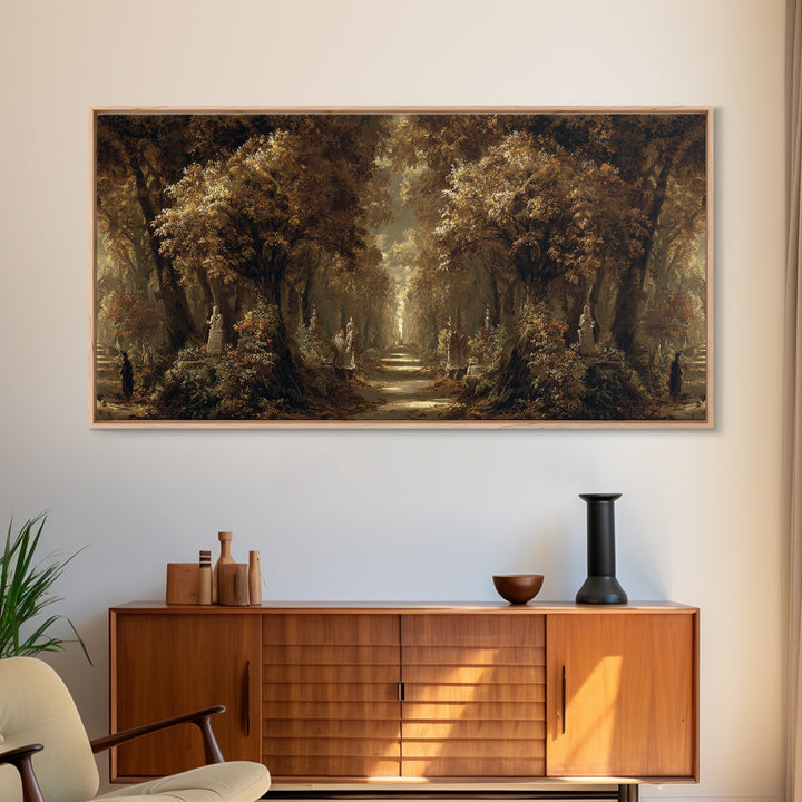 Autumn Forest Road Framed Canvas Print, Traditional Art, Art Print, Living Room Decor, Fine Art, Classic, Custom Art, TRA-2x1-60