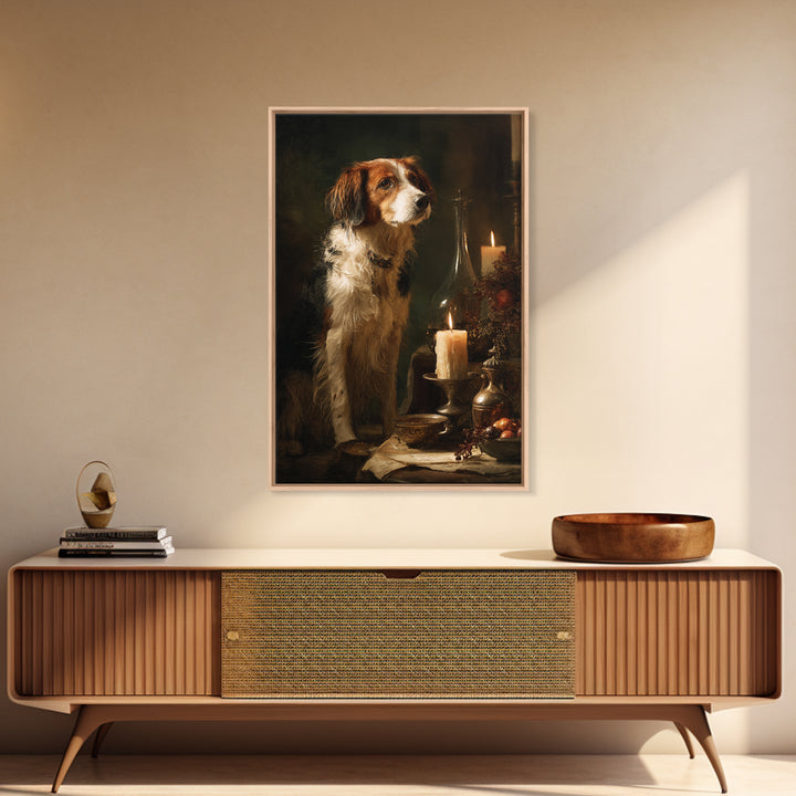 Hunting Dog Portrait Framed Canvas Print, Traditional Art, Digital Print, Living Room Decor, Oil Painting, Classic, Indian Art, TRA-2x3-20