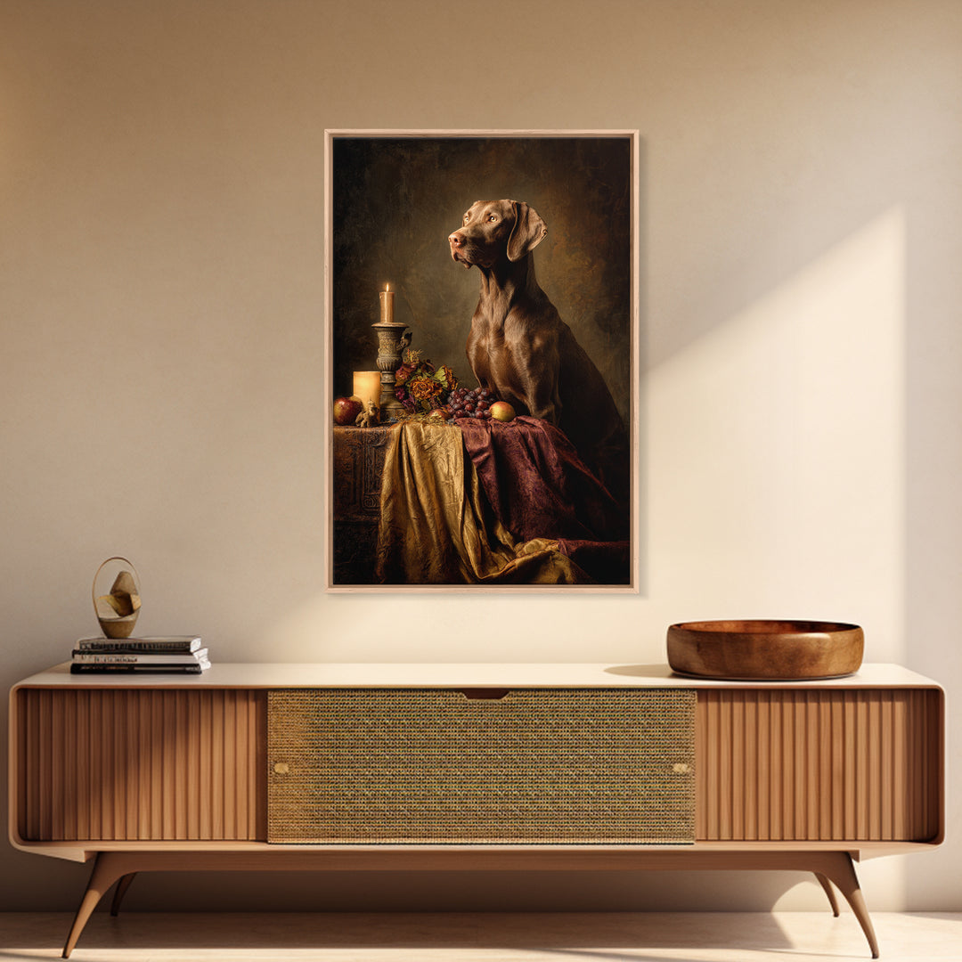 Hunting Dog Portrait Framed Canvas Print, Traditional Art, Luxury Decor, Living Room Decor, Fine Art, Classic, Art Print, TRA-2x3-44