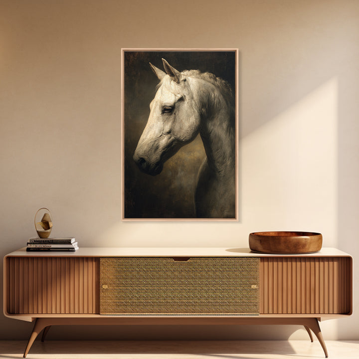 Realistic Horse Portrait Framed Canvas Print, Traditional Art, Digital Print, Living Room Decor, Oil Painting, Classic, TRA-2x3-59
