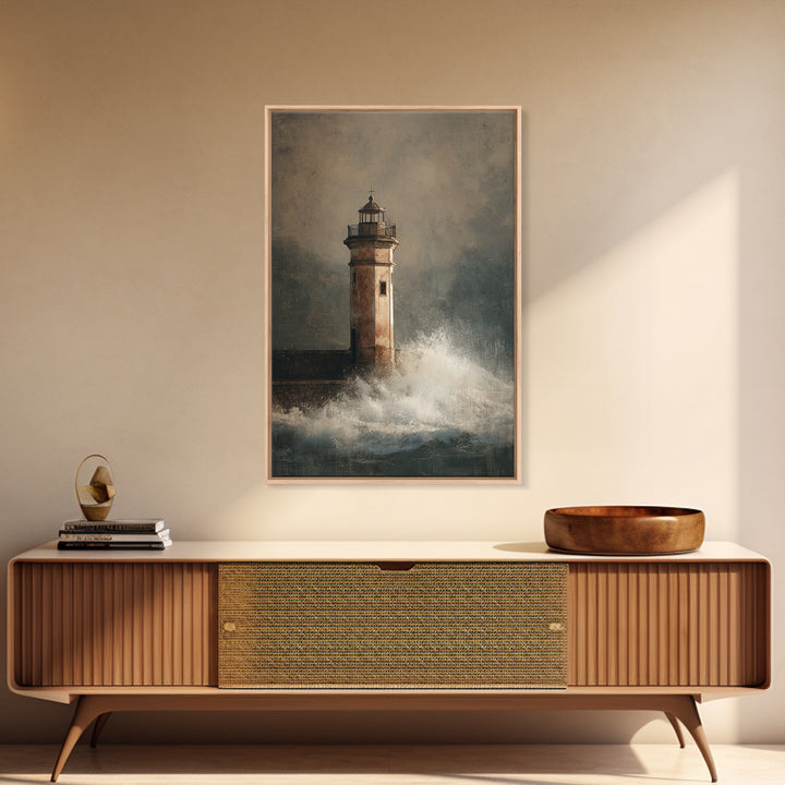 Lighthouse with Crashing Waves Canvas Print, Traditional Art, Custom Art, Living Room Decor, Fine Art, Classic, Modern Decor, TRA-2x3-77