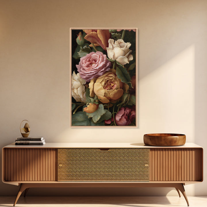 Botanical Watercolor Study of Roses Canvas Print, Traditional Art, Wall Hanging, Living Room Decor, Fine Art, Classic, TRA-2x3-86