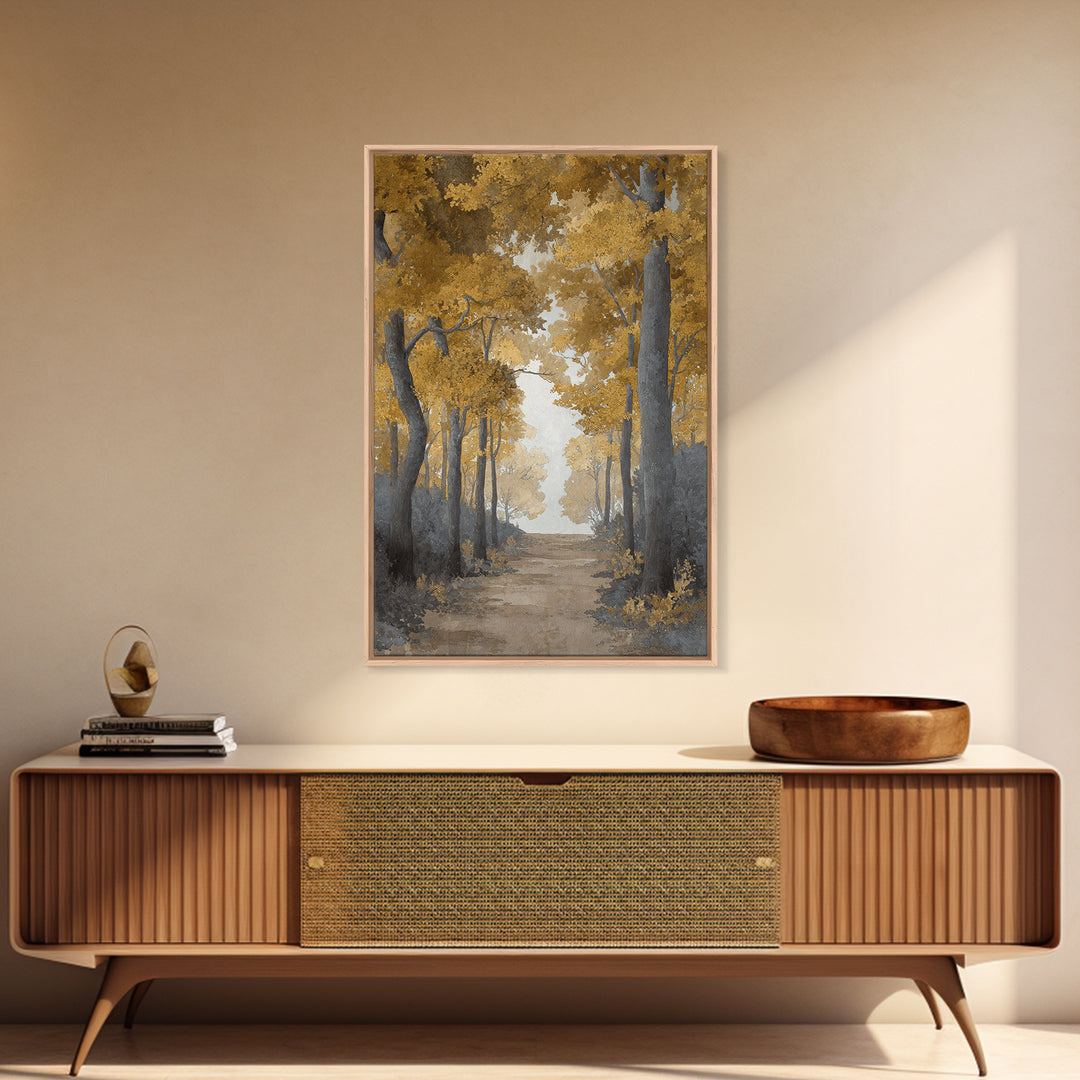 Pastoral Countryside with Cows in Field Framed Canvas Print, Traditional Art, Indian Art, Living Room Decor, Fine Art, Classic, TRA-2x3-87