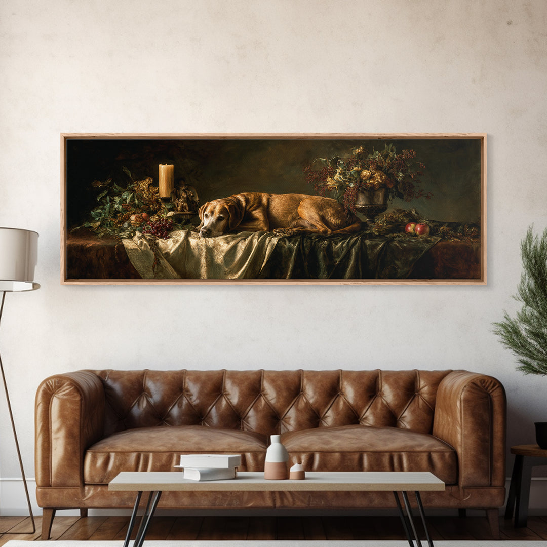 Hunting Dog Portrait Canvas Print, Traditional Art, Indian Wall Art, Living Room Decor, Fine Art, Classic, Boho Decor, TRA-3x1-4