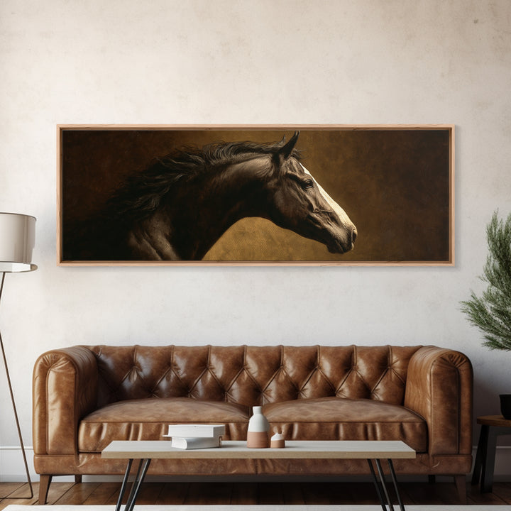 Realistic Horse Portrait Canvas Print, Traditional Art, Decor, Living Room Decor, Fine Art, Classic, Japanese Art, Custom Art, TRA-3x1-91