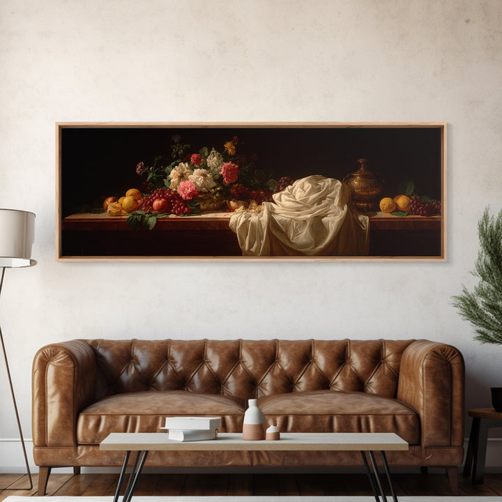 Classical Portrait with Dignified Lighting Canvas Print, Traditional Art, Textured Painting, Living Room Decor, Classic, TRA-3x1-96