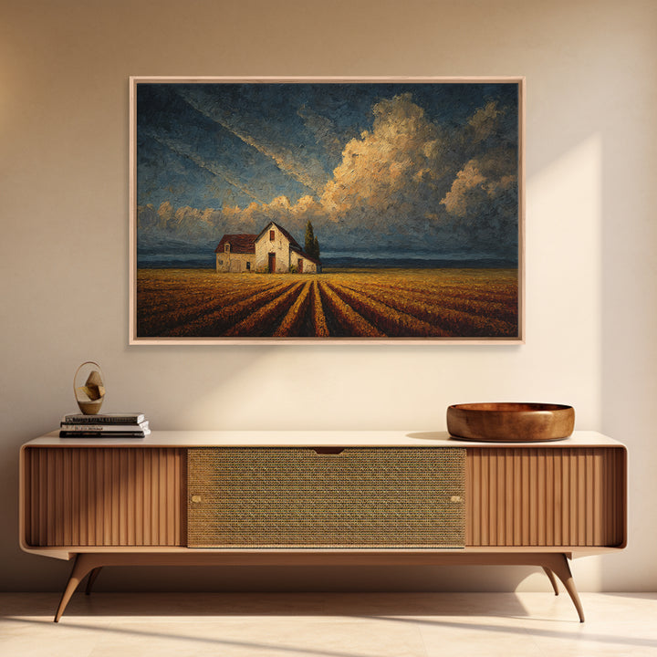 Barn and Farmland Canvas Print, Traditional Art, Indian Decor, Living Room Decor, Fine Art, Classic, Luxury Decor, TRA-3x2-3