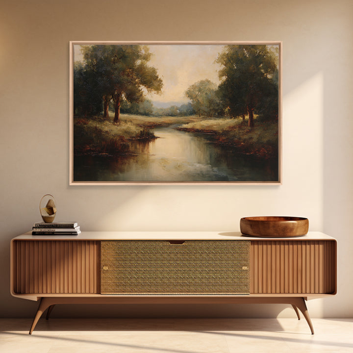 Classic Oil Painted Landscape Framed Canvas Print, Traditional Art, Indian Art, Living Room Decor, Oil Painting, Classic, TRA-3x2-5