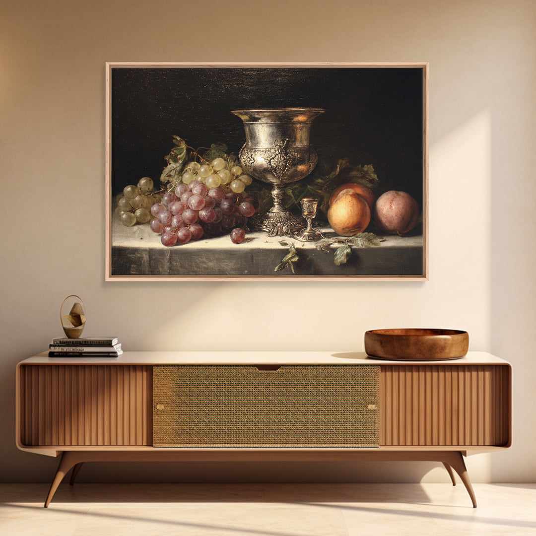 Dutch Fruit and Silver Goblet Still Life Canvas Print, Traditional Art, Room Decor, Living Room Decor, Fine Art, Classic, TRA-3x2-56