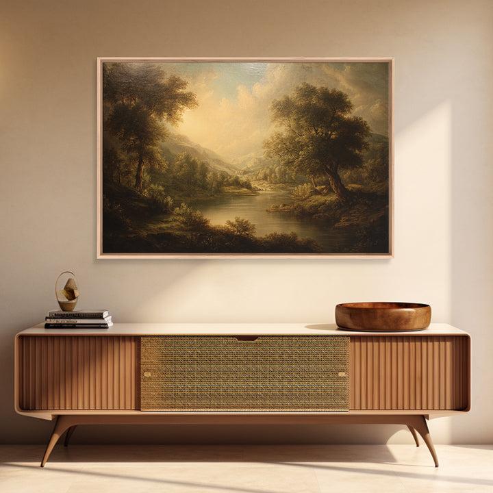Classic Oil Painted Landscape Framed Canvas Print, Traditional Art, Room Decor, Living Room Decor, Fine Art, Classic, TRA-3x2-77