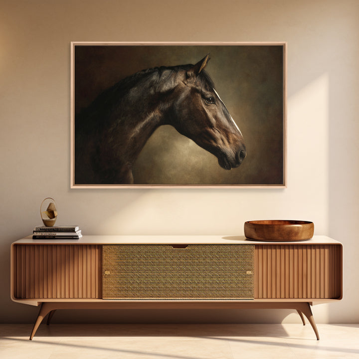 Realistic Horse Portrait Framed Canvas Print, Traditional Art, Luxury Decor, Living Room Decor, Fine Art, Classic, Art Print, TRA-3x2-79